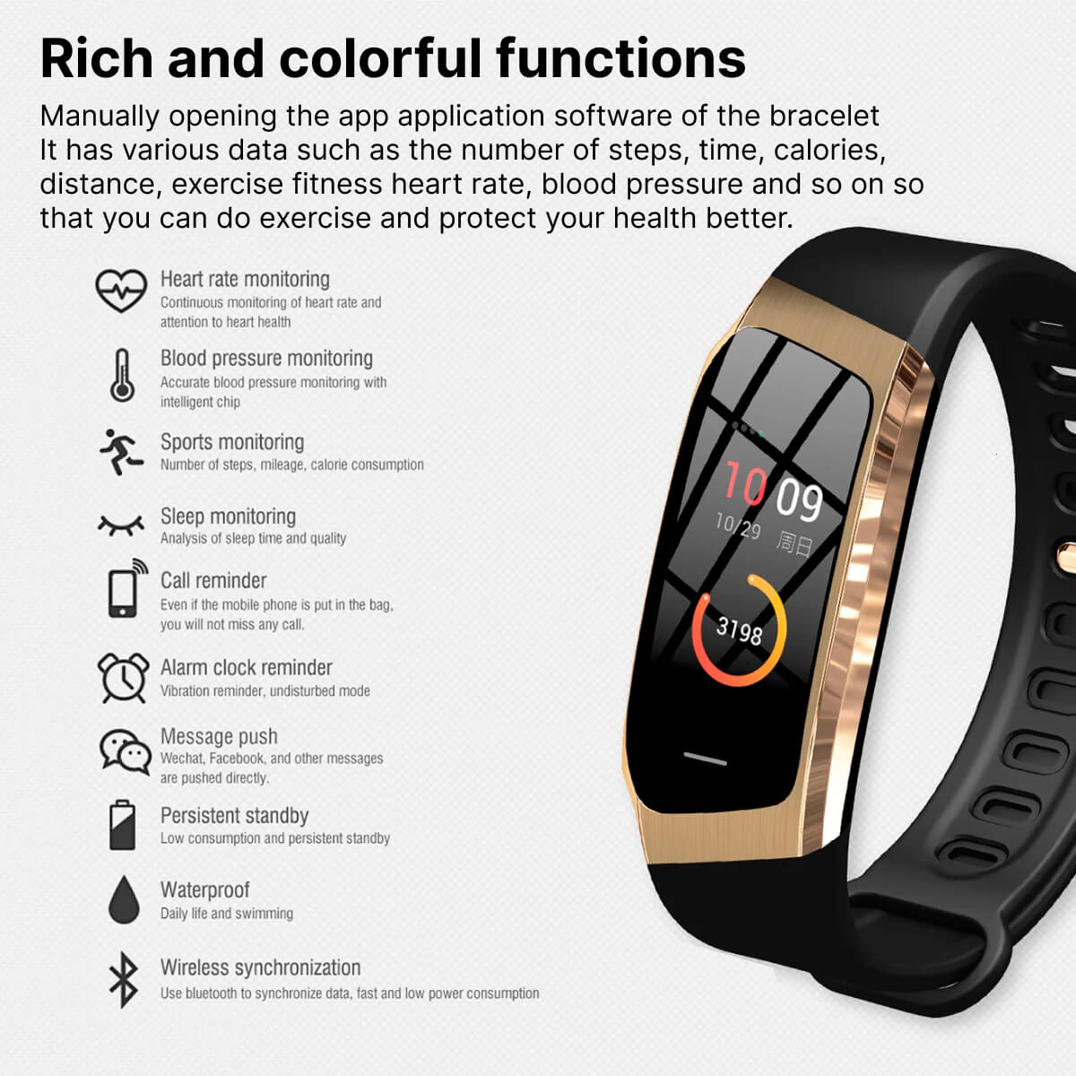 Smart Fitness Watch Blood Pressure, Heart Rate and Activity Tracking