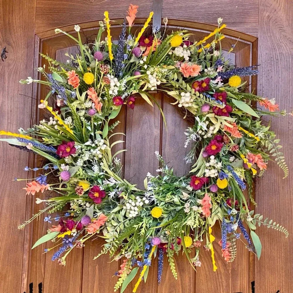 Handcrafted Artificial Flower Door Wreath Vibrant Seasonal Decoration