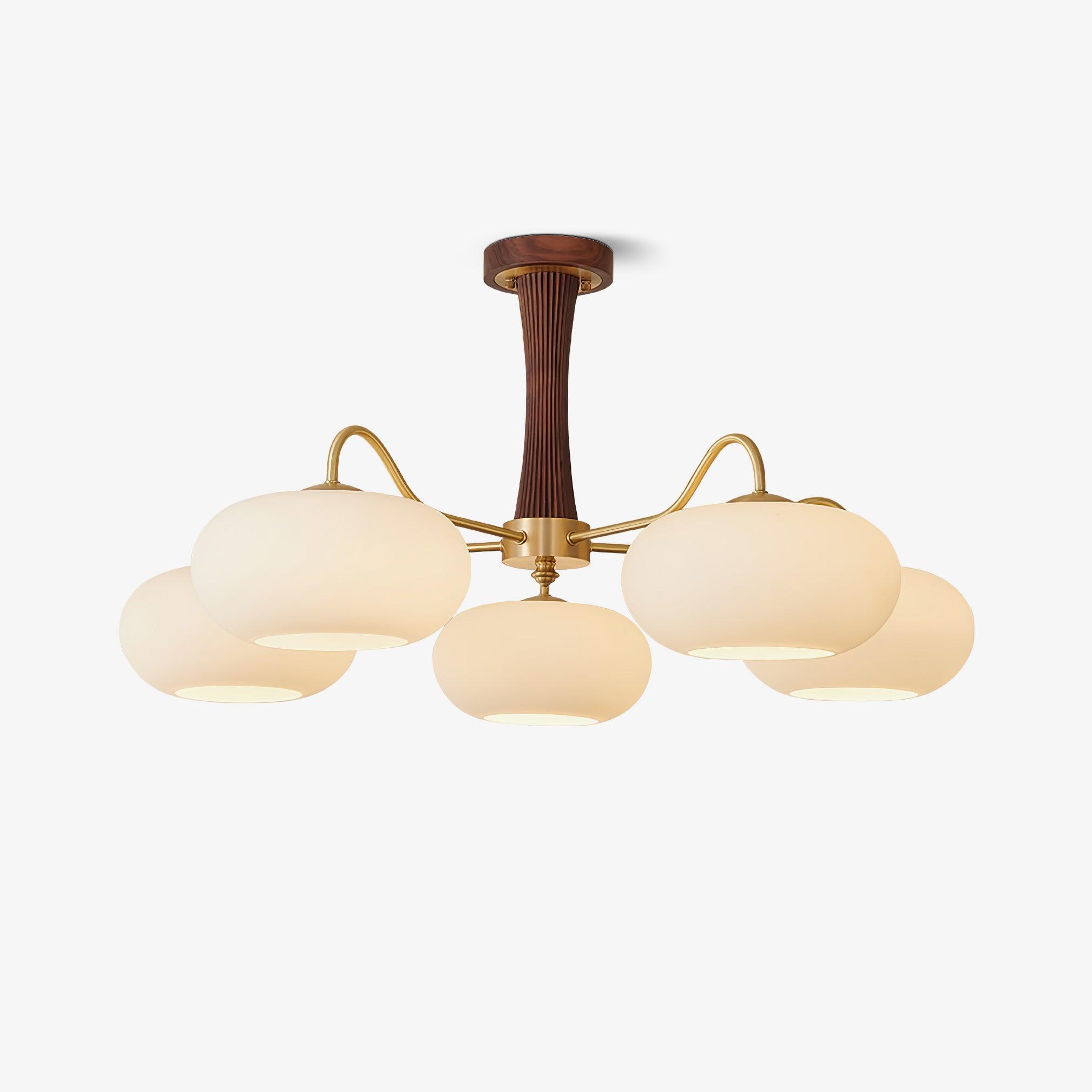 Candy Brass Wooden Persimmon Mid-Century Retro Glass Chandeliers