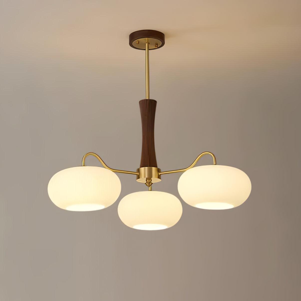 Candy Brass Wooden Persimmon Mid-Century Retro Glass Chandeliers