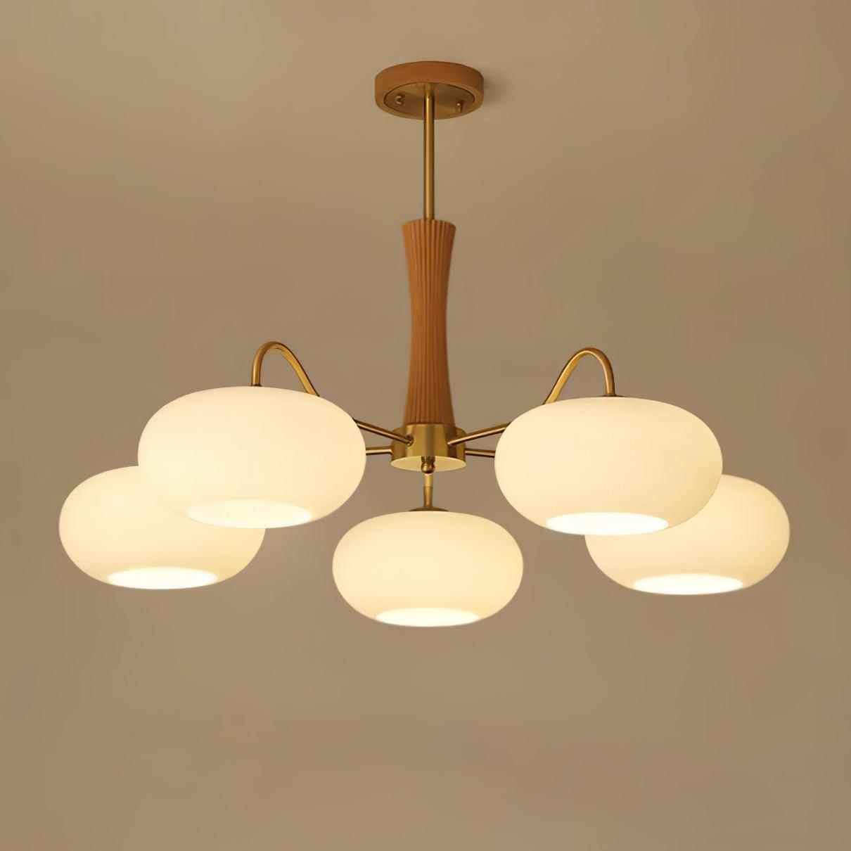 Candy Brass Wooden Persimmon Mid-Century Retro Glass Chandeliers