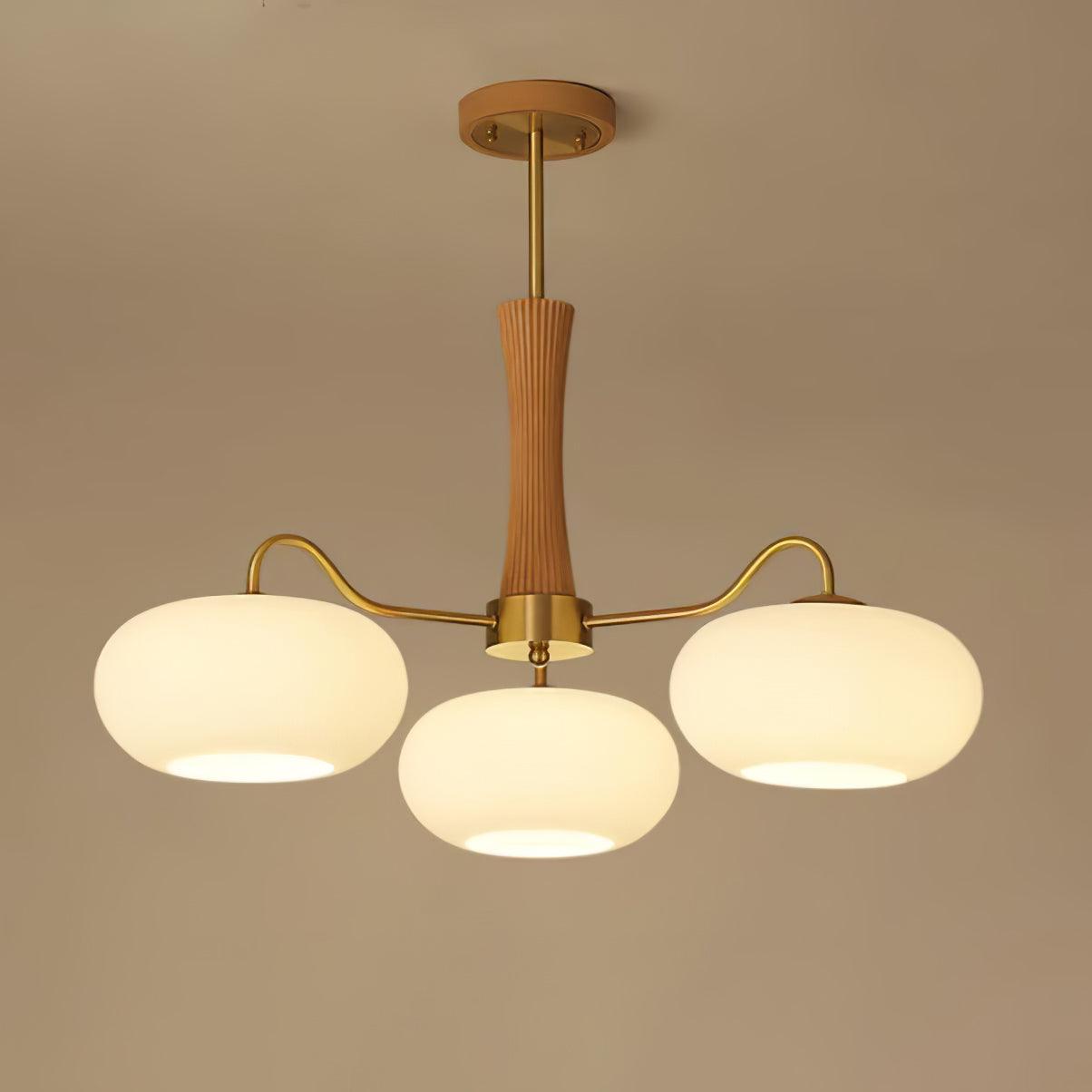 Candy Brass Wooden Persimmon Mid-Century Retro Glass Chandeliers