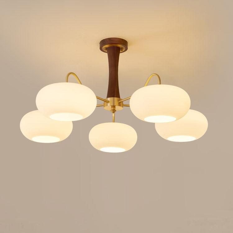 Candy Brass Wooden Persimmon Mid-Century Retro Glass Chandeliers