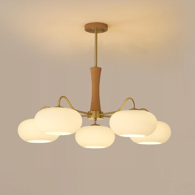 Candy Brass Wooden Persimmon Mid-Century Retro Glass Chandeliers