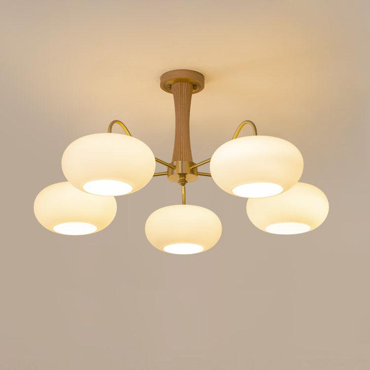 Candy Brass Wooden Persimmon Mid-Century Retro Glass Chandeliers