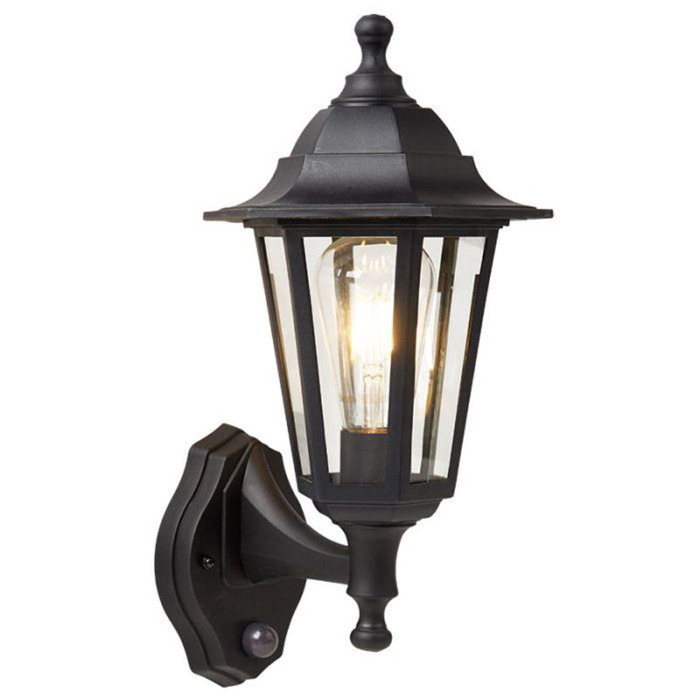 Traditional Outdoor Wall Light with Sensor Durable Black Finish