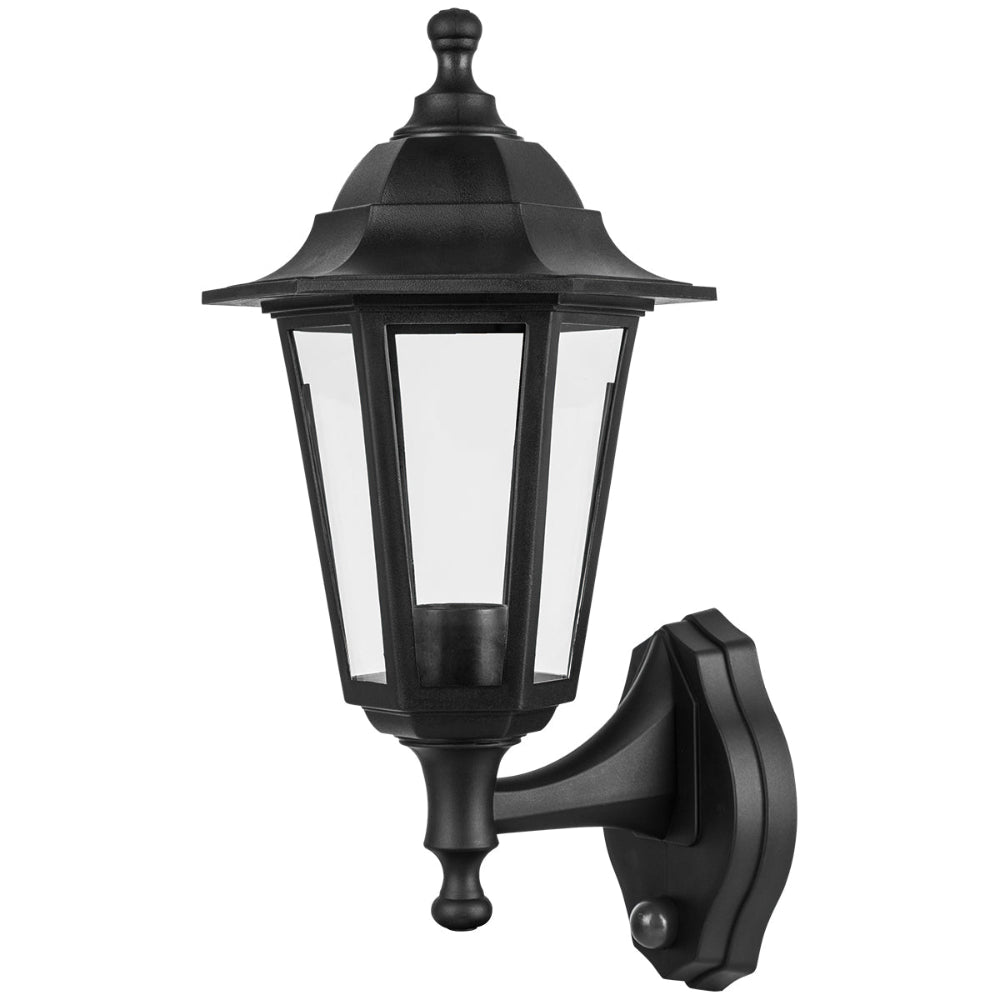 Traditional Outdoor Wall Light with Sensor Durable Black Finish