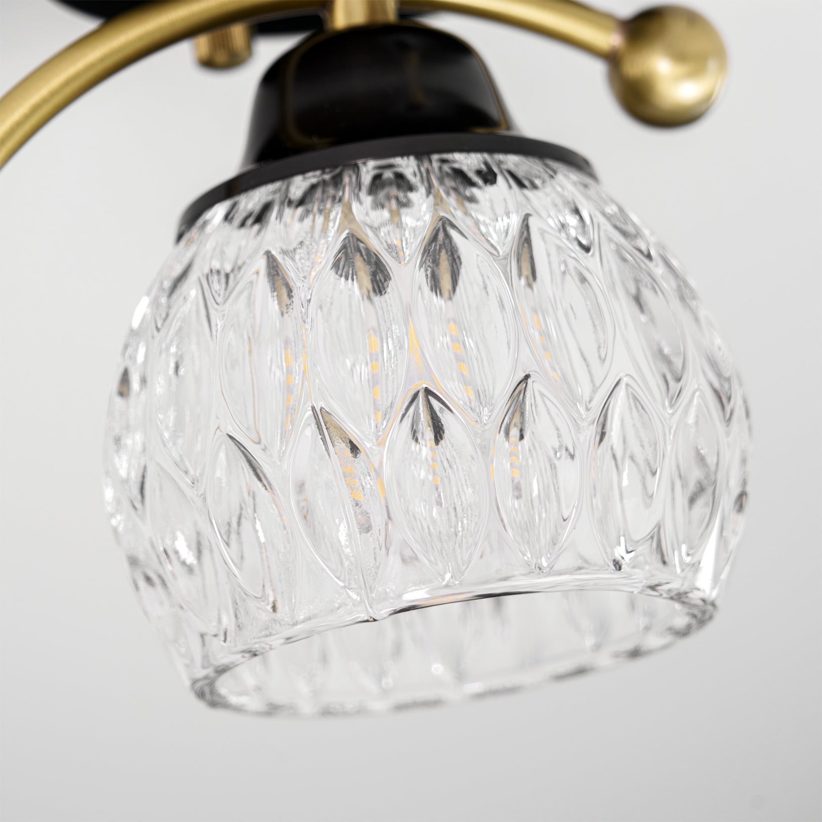Modern Brass Ceiling Light with Glass Shade and Ceramic Bird Detail