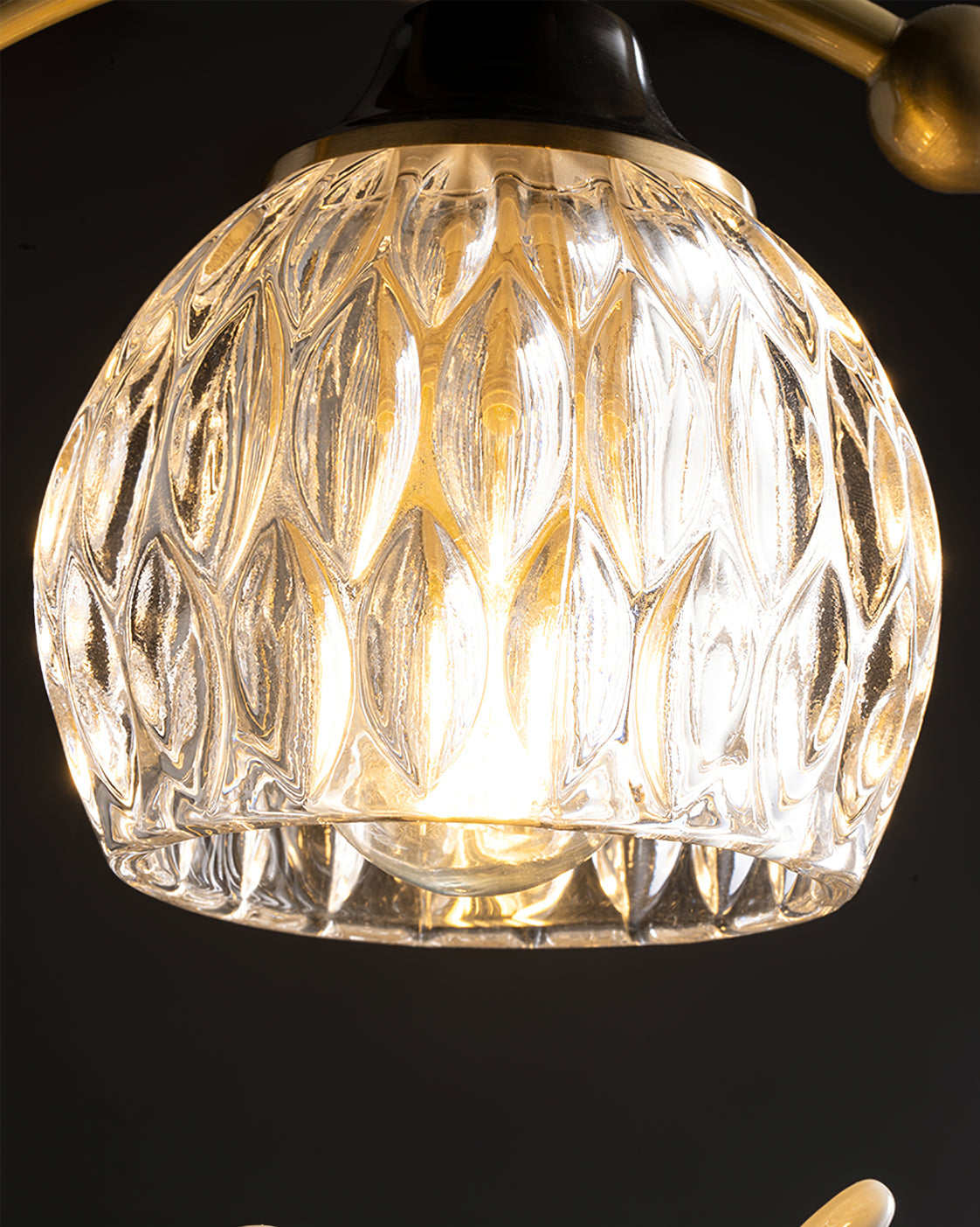 Modern Brass Ceiling Light with Glass Shade and Ceramic Bird Detail