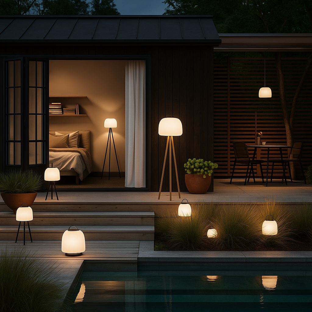 Portable outdoor lamp with spherical design