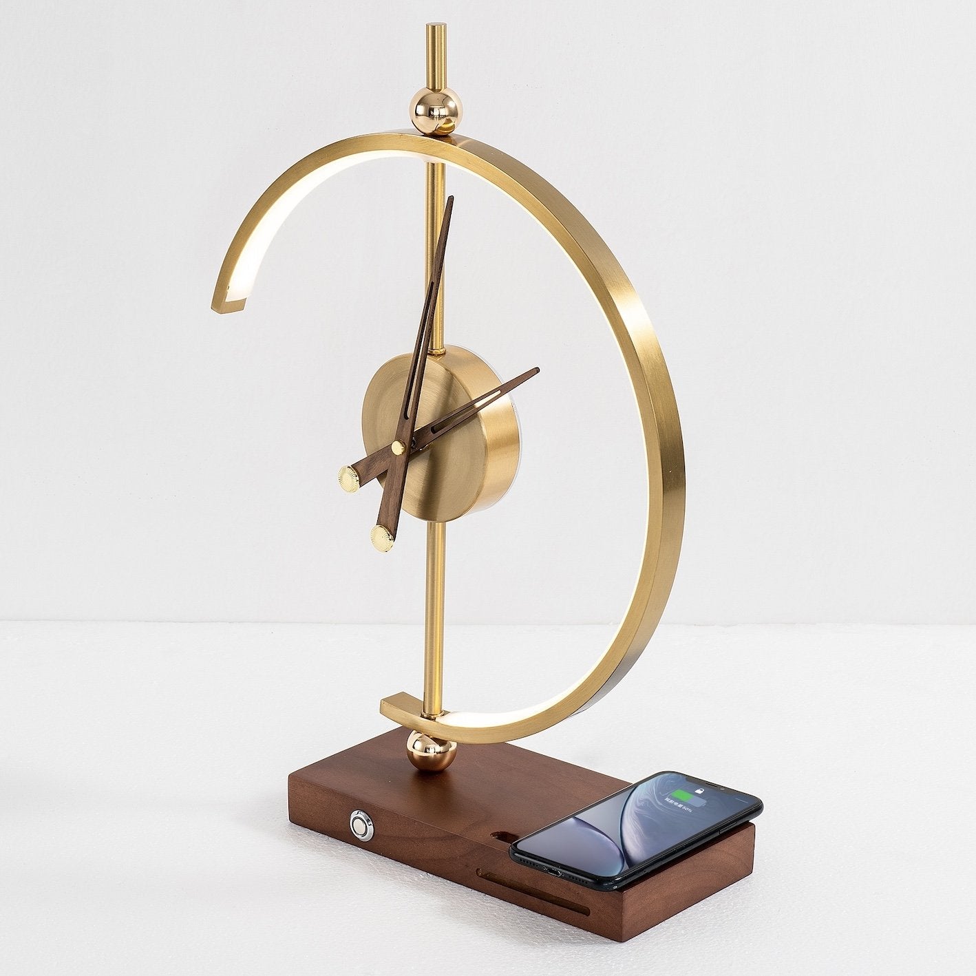 Modern Clock Desk Lamp with Wireless Charger in LED Light and Modern Design