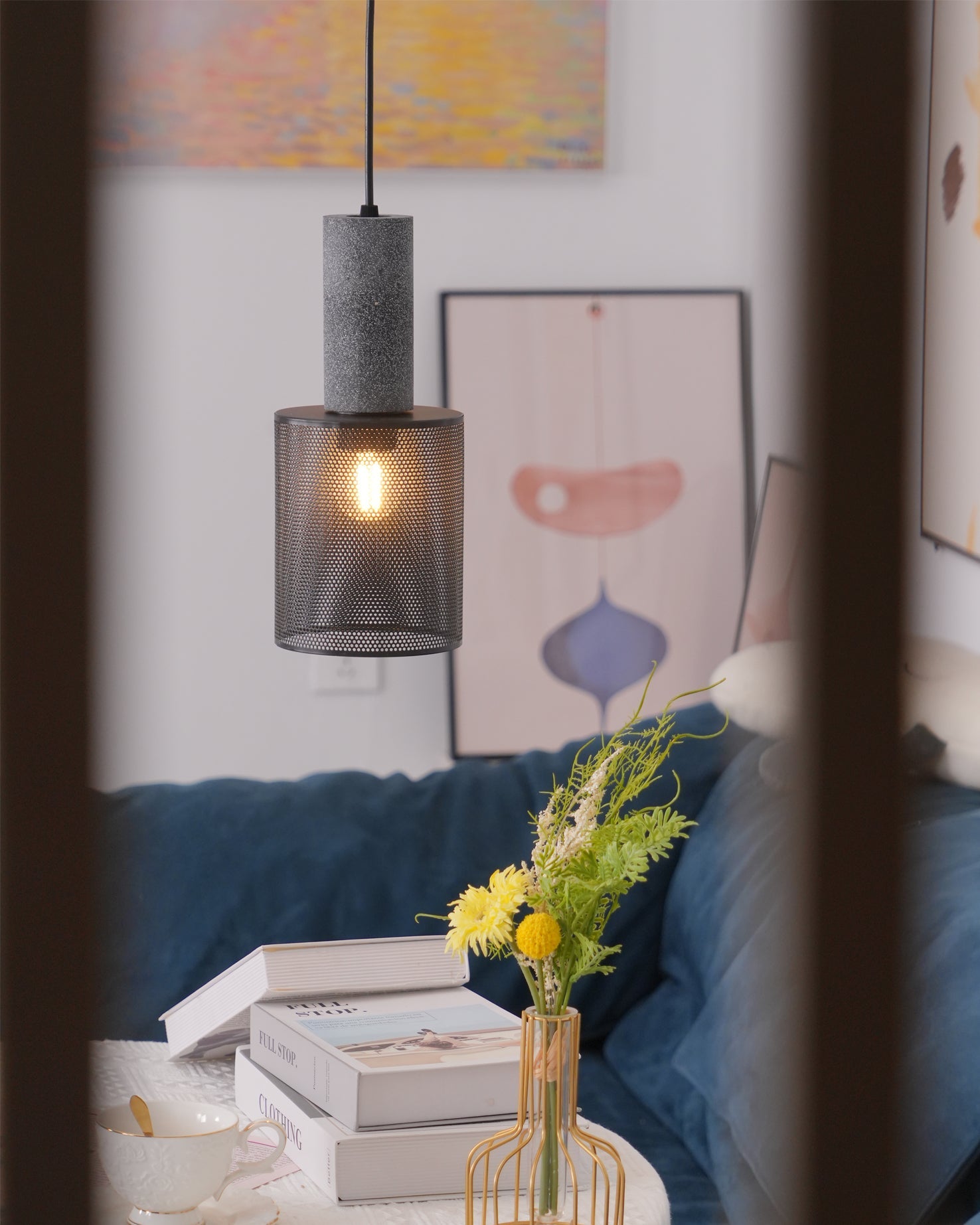 Minimalist Concrete Pendant Light Modern Industrial Home Décor