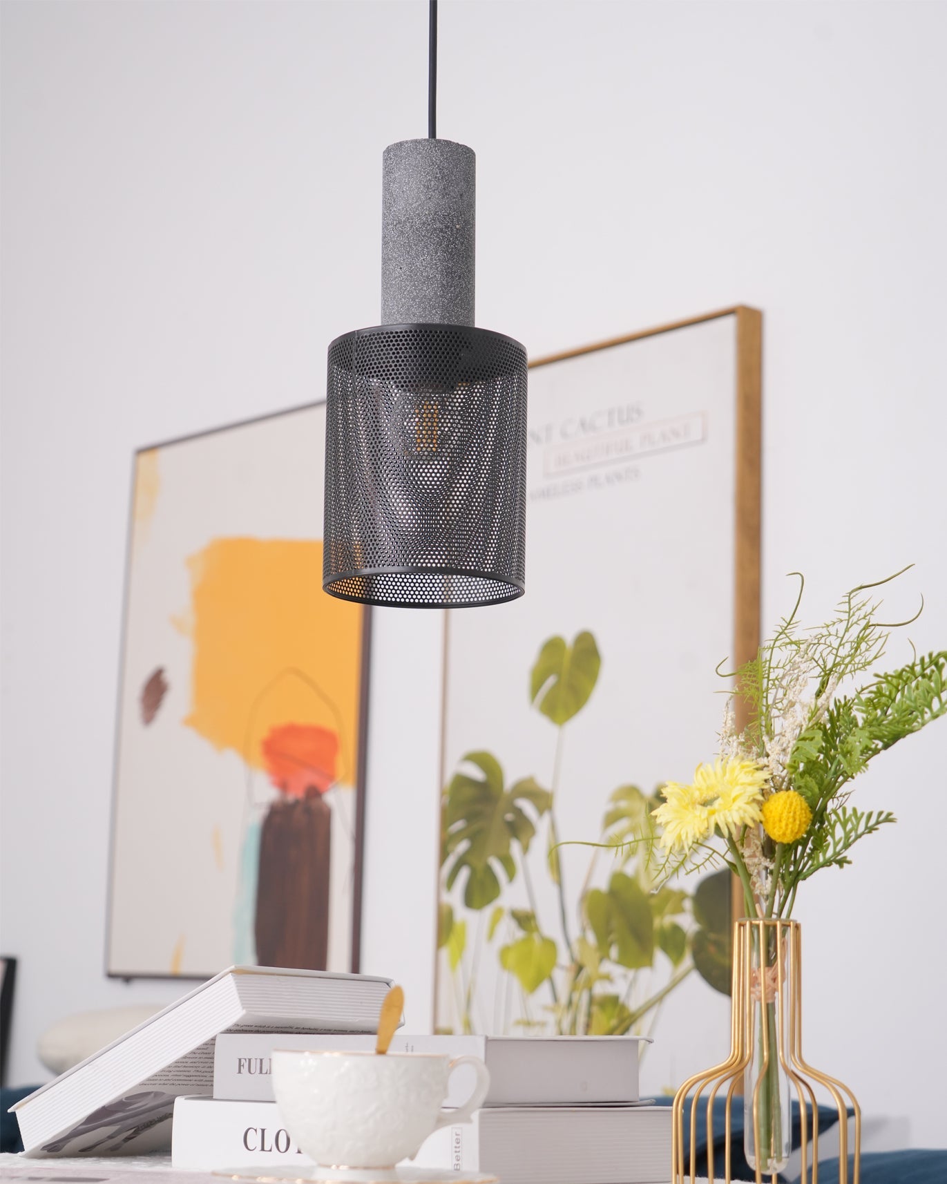 Minimalist Concrete Pendant Light Modern Industrial Home Décor