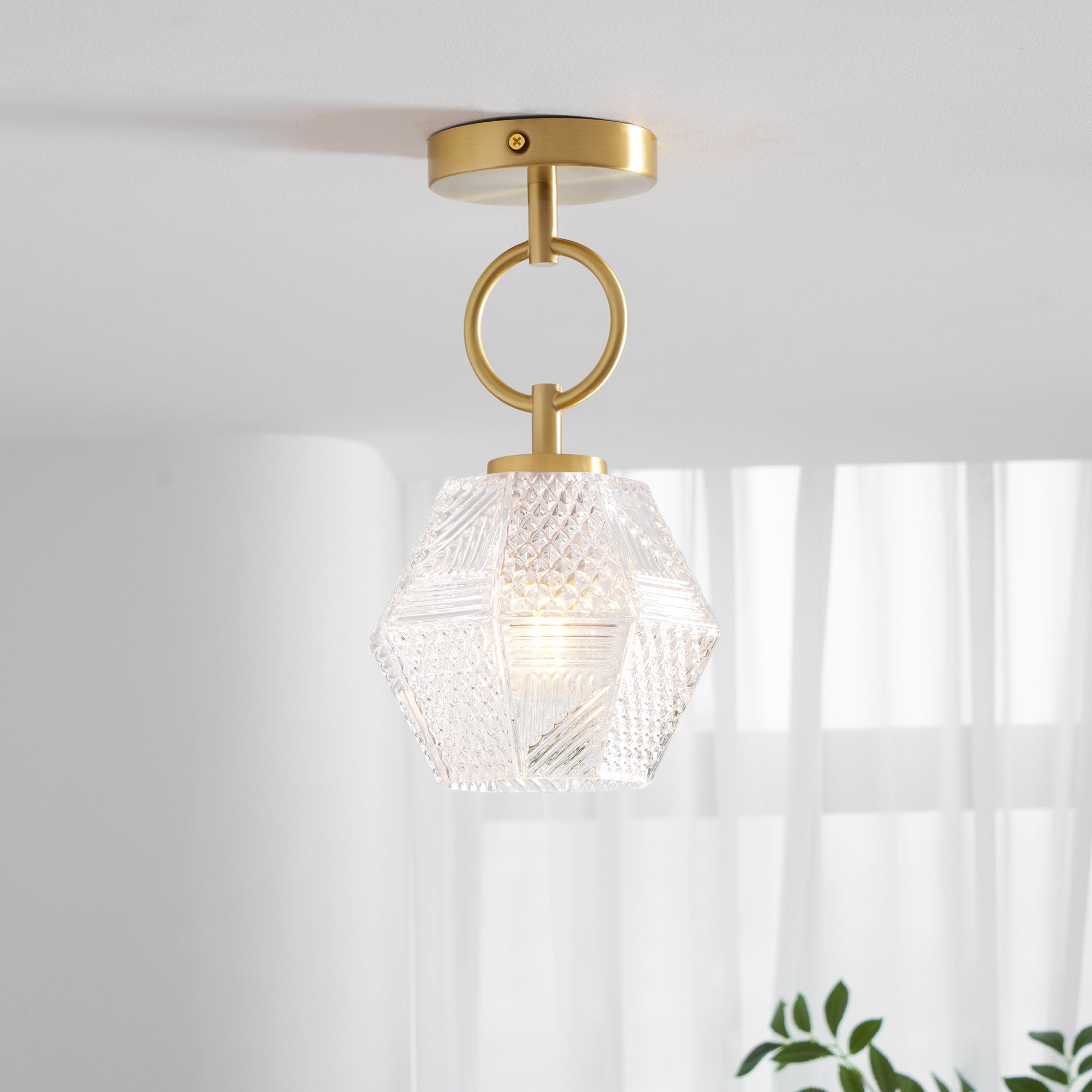 Vintage Diamond Cut Ceiling Light Luxury Art Deco Style