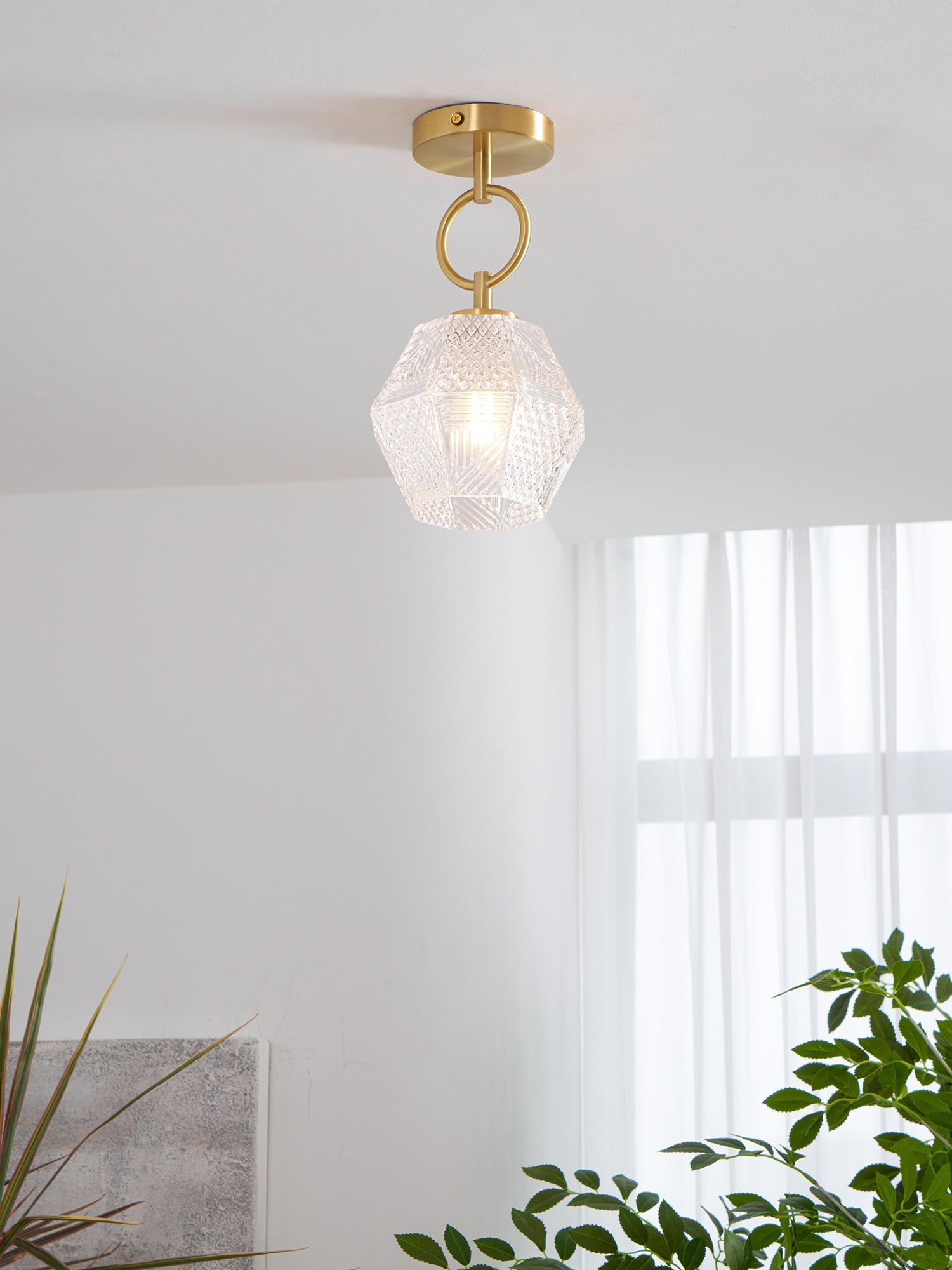 Vintage Diamond Cut Ceiling Light Luxury Art Deco Style