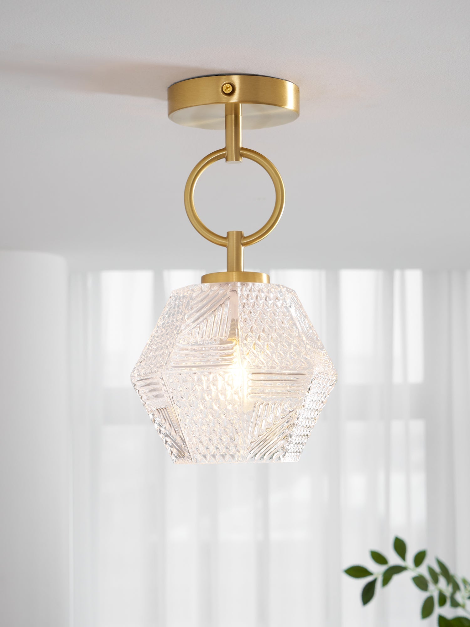 Vintage Diamond Cut Ceiling Light Luxury Art Deco Style