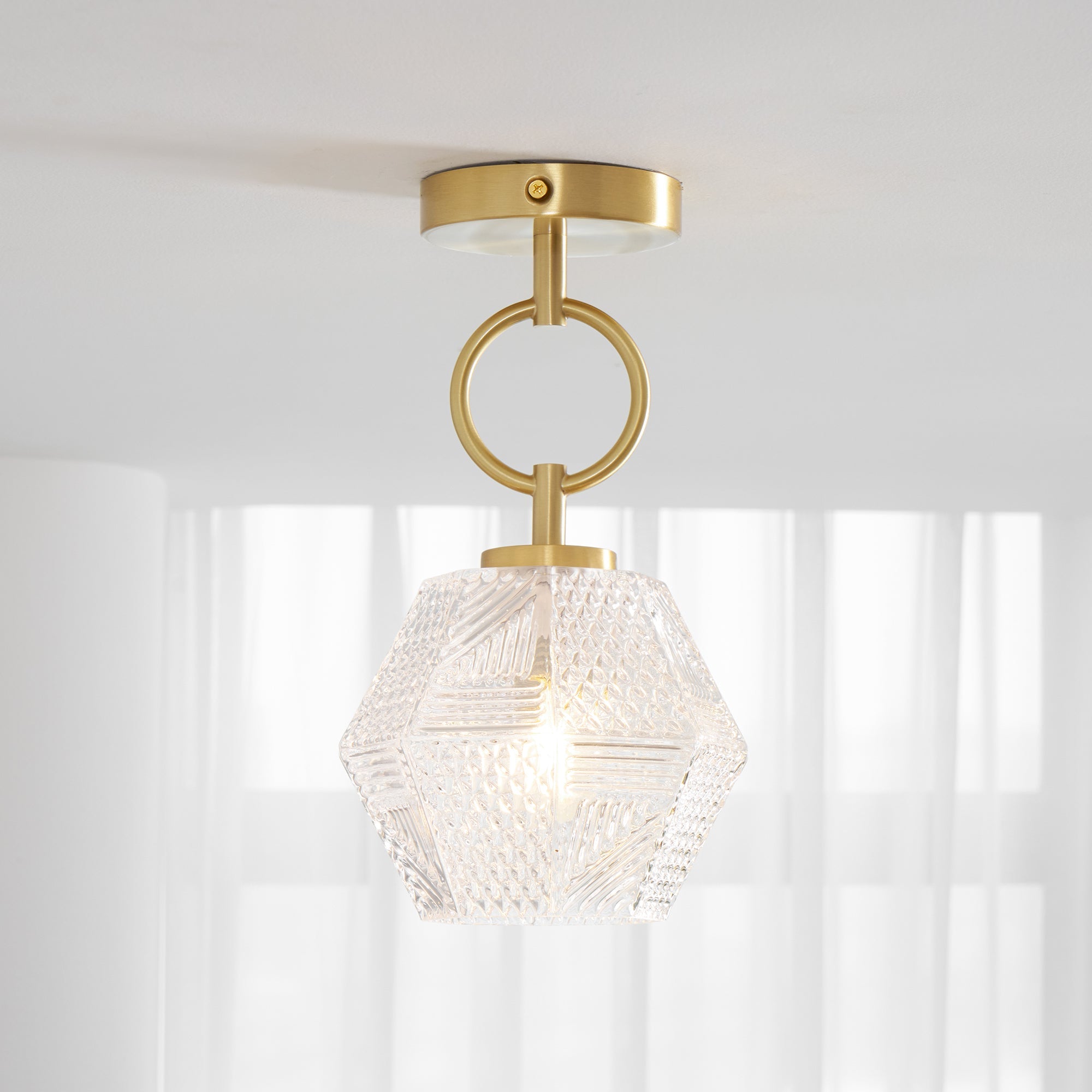 Vintage Diamond Cut Ceiling Light Luxury Art Deco Style