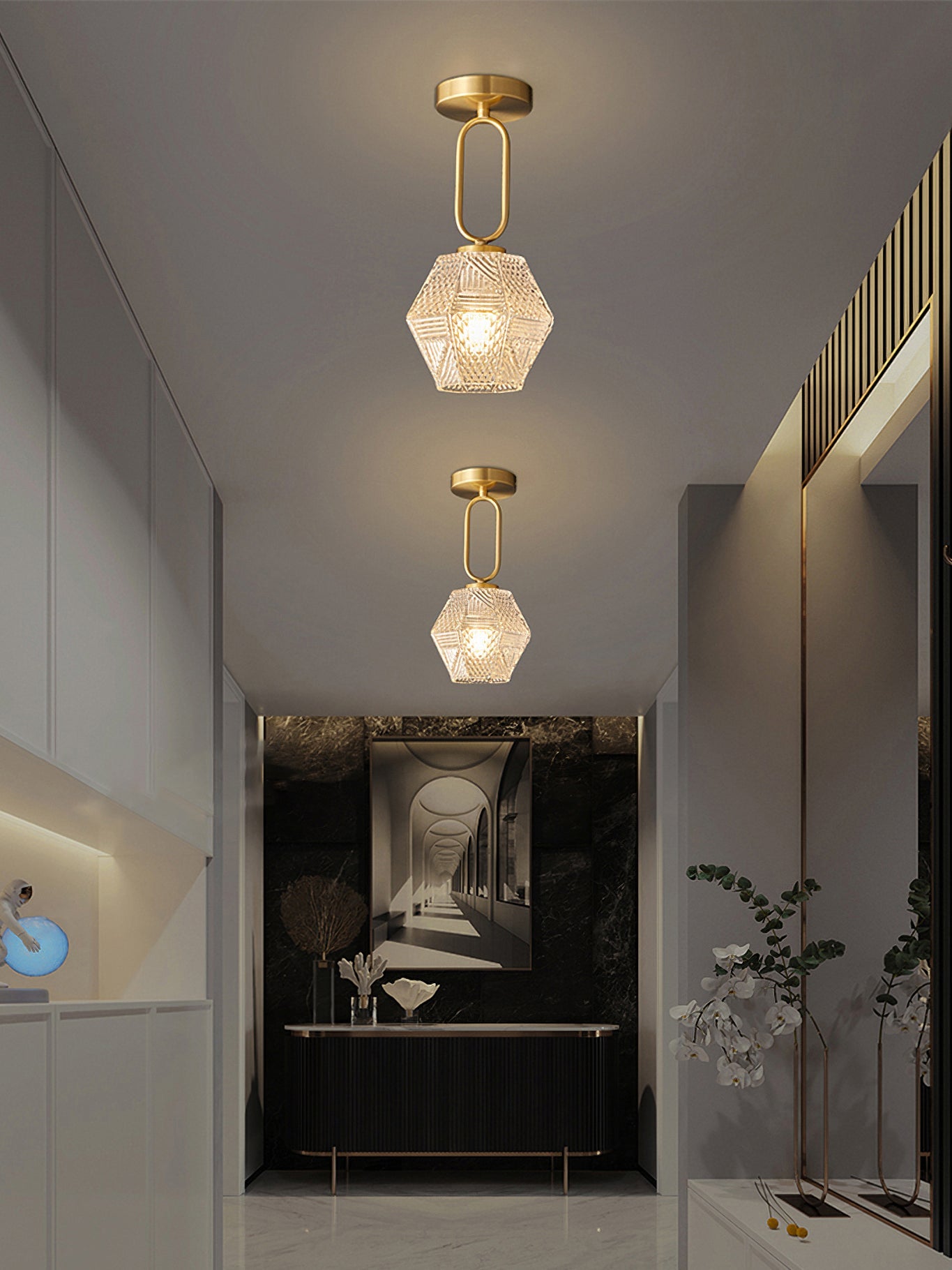 Vintage Diamond Cut Ceiling Light Luxury Art Deco Style