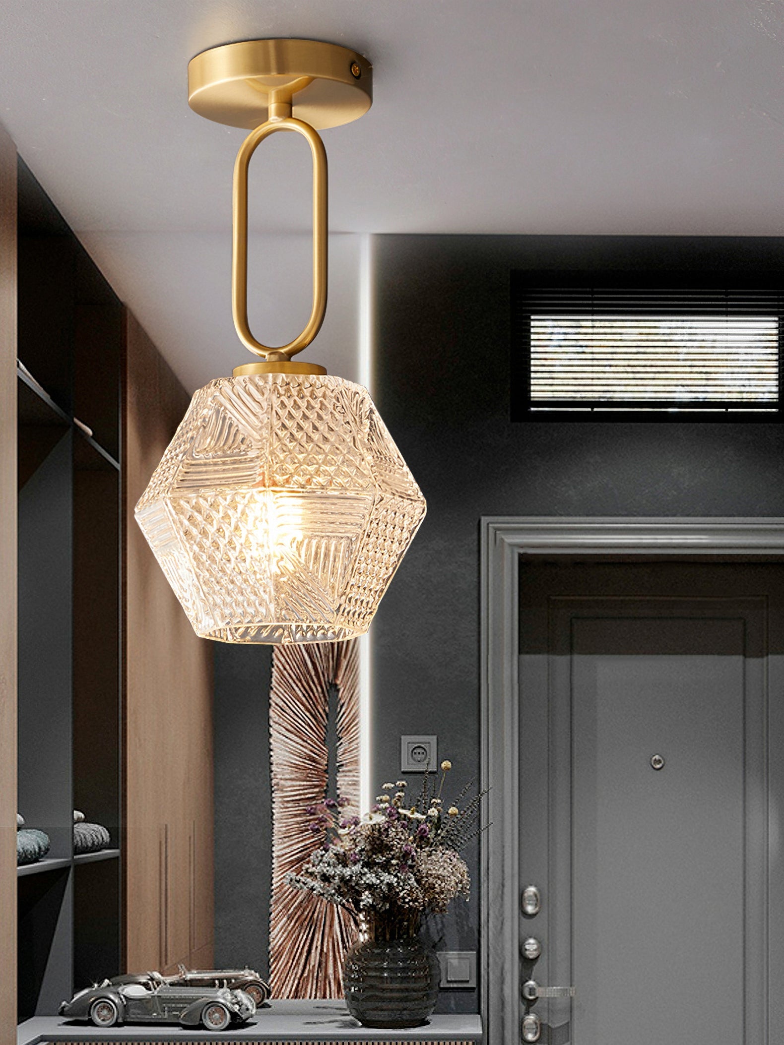 Vintage Diamond Cut Ceiling Light Luxury Art Deco Style