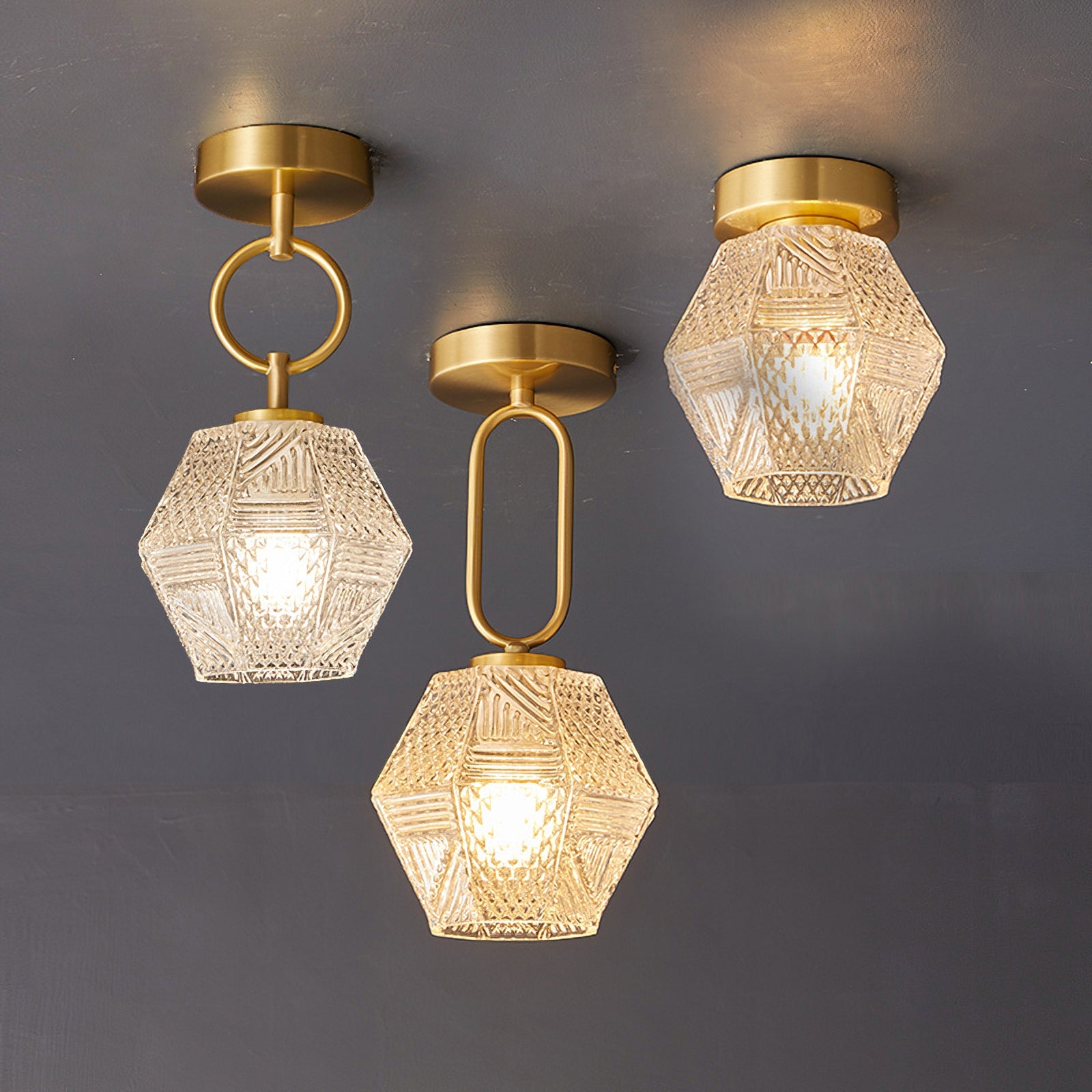 Vintage Diamond Cut Ceiling Light Luxury Art Deco Style