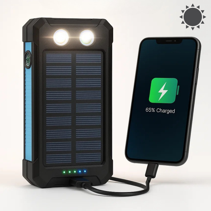20000mAh Solar Power Bank Waterproof Portable Dual-USB Charger