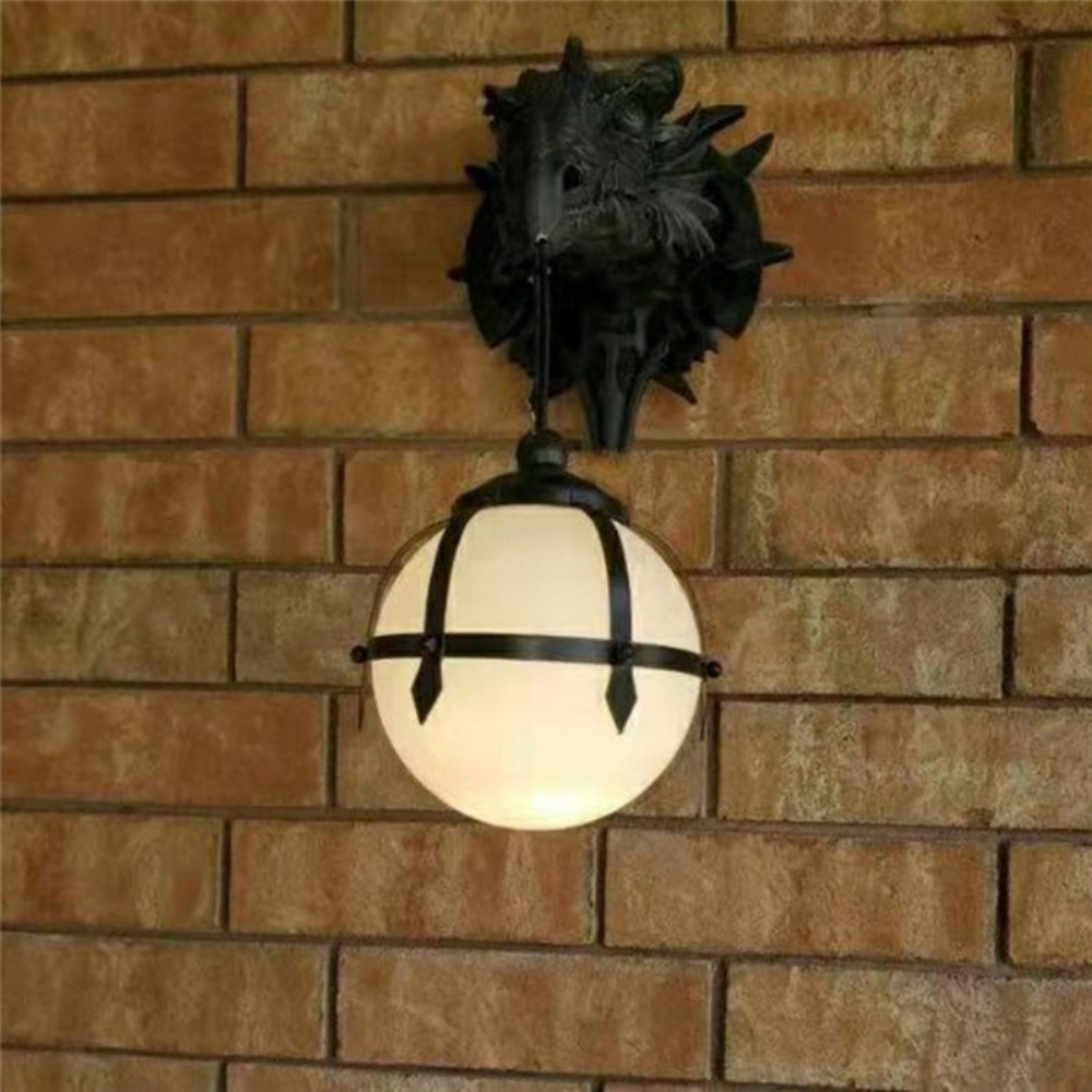 Wall-Mounted Dragon Head Wall Light Fantasy Medieval Decorative Light