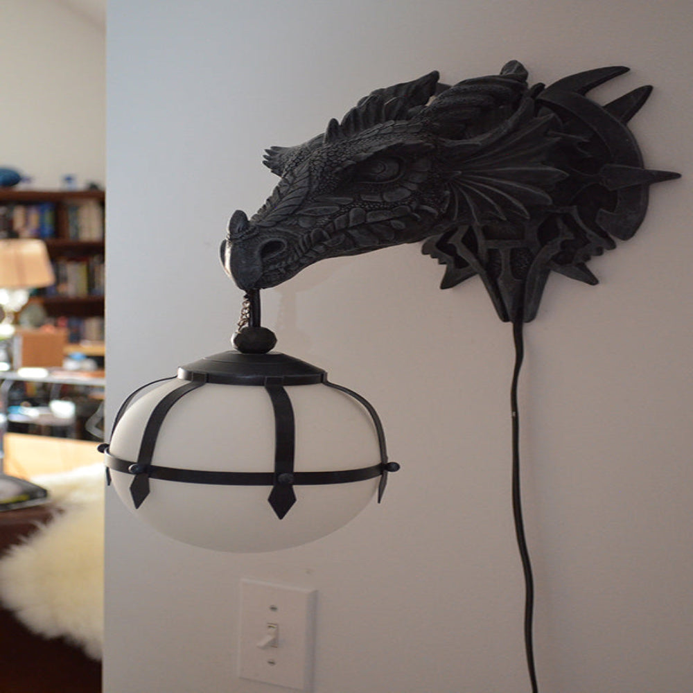 Wall-Mounted Dragon Head Wall Light Fantasy Medieval Decorative Light