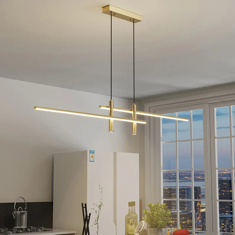 Lineaire gloed hanglamp voor boven de eettafel