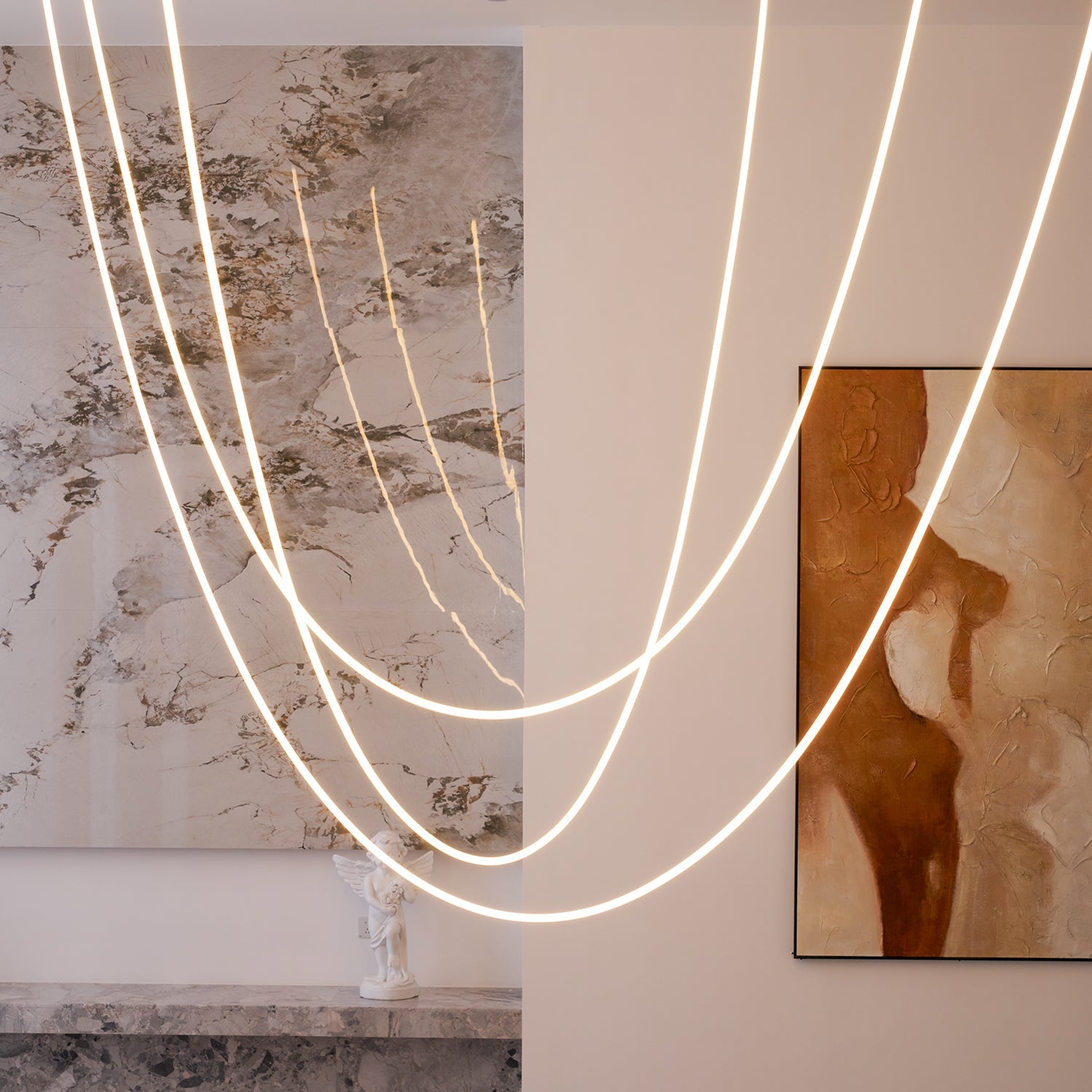 Contemporary LED Suspension Light Custom Length Hanging Pendant