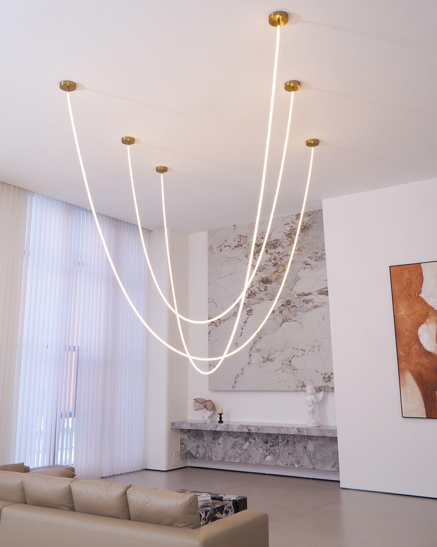 Contemporary LED Suspension Light Custom Length Hanging Pendant