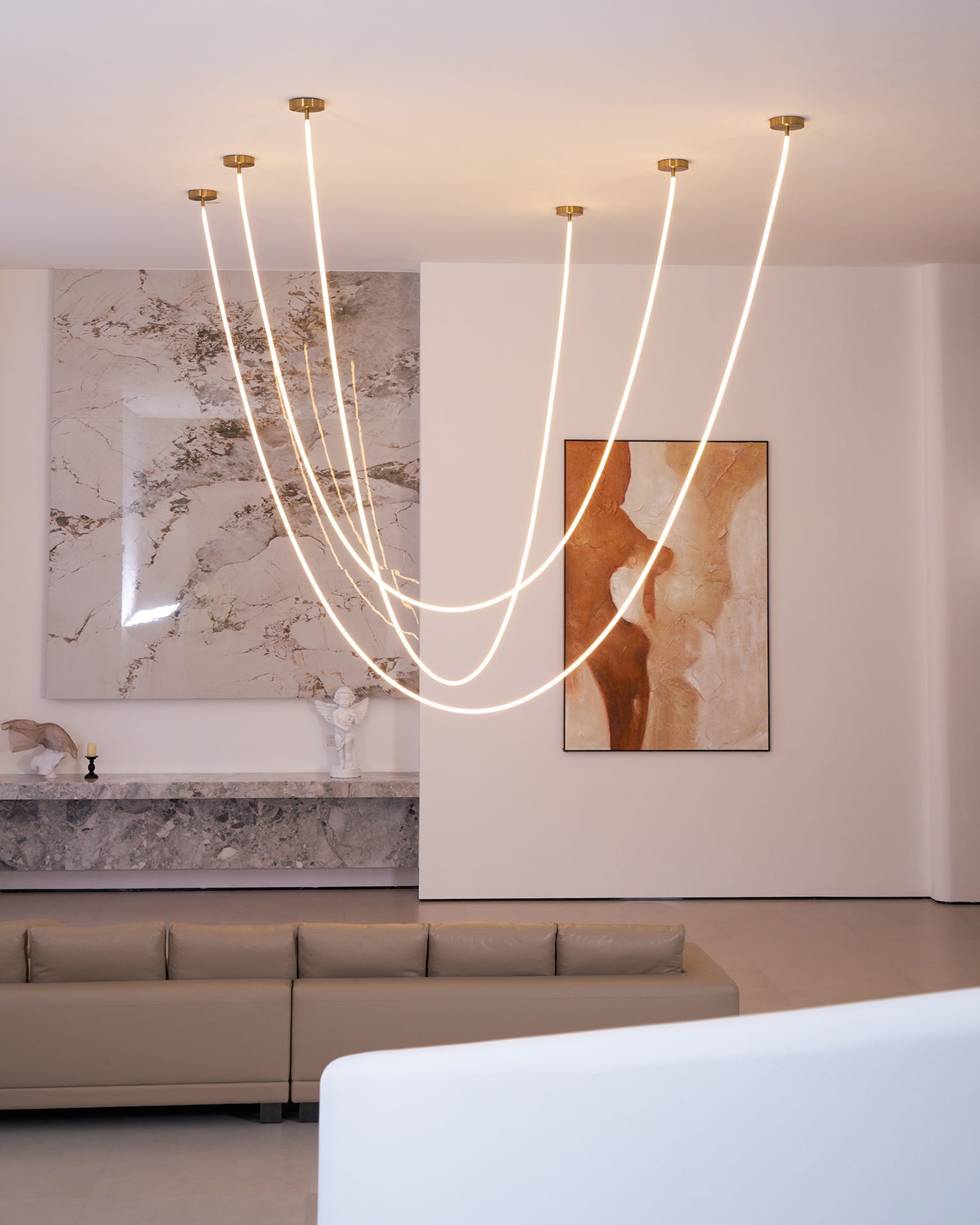 Contemporary LED Suspension Light Custom Length Hanging Pendant
