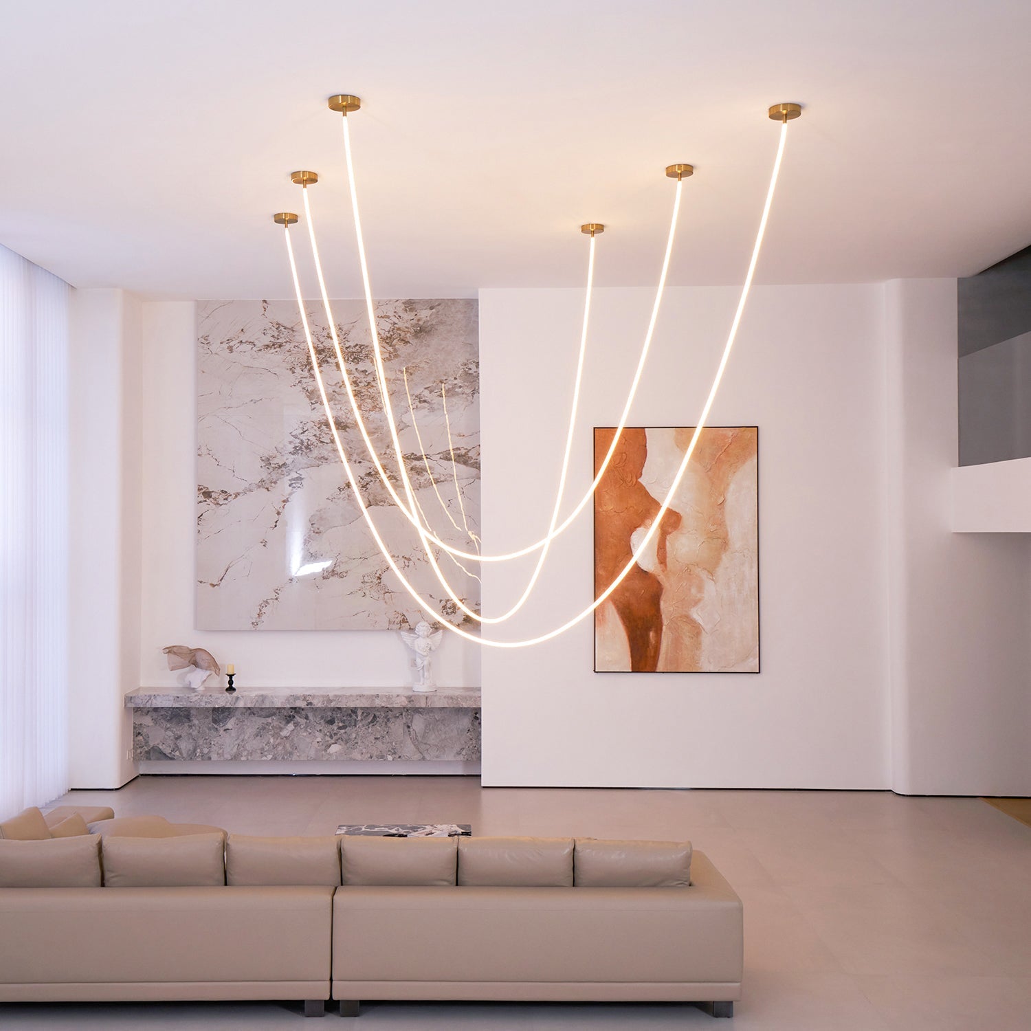 Contemporary LED Suspension Light Custom Length Hanging Pendant