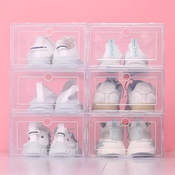 Clear Stackable Shoe Storage Boxes Space-Saving Organizer