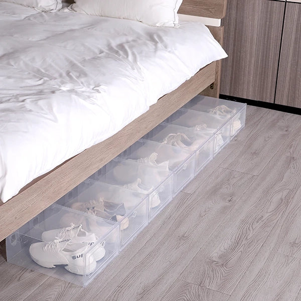 Clear Stackable Shoe Storage Boxes Space-Saving Organizer