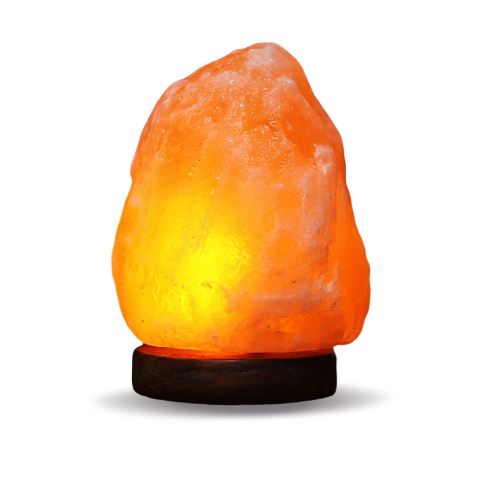 Himalayan Salt Lamp Crystal Rock LED Night Light with Wooden Base