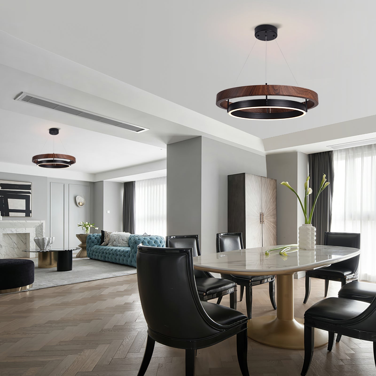 Modern Double Ring Design LED Chandelier for Living Room & Dining Area