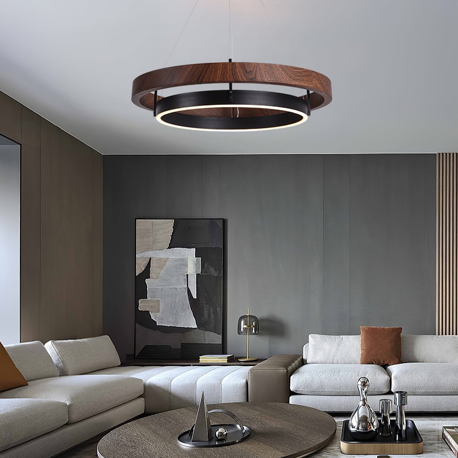 Modern Double Ring Design LED Chandelier for Living Room & Dining Area