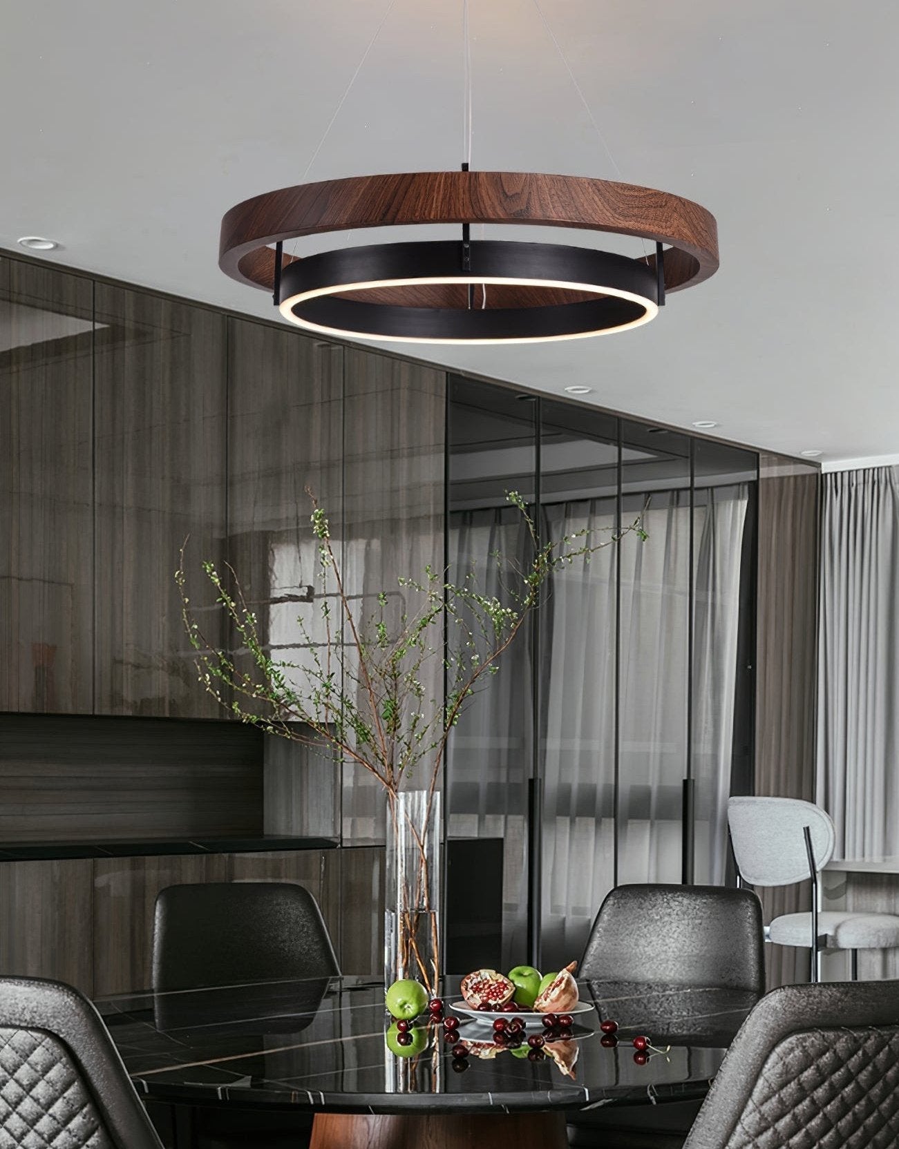 Modern Double Ring Design LED Chandelier for Living Room & Dining Area