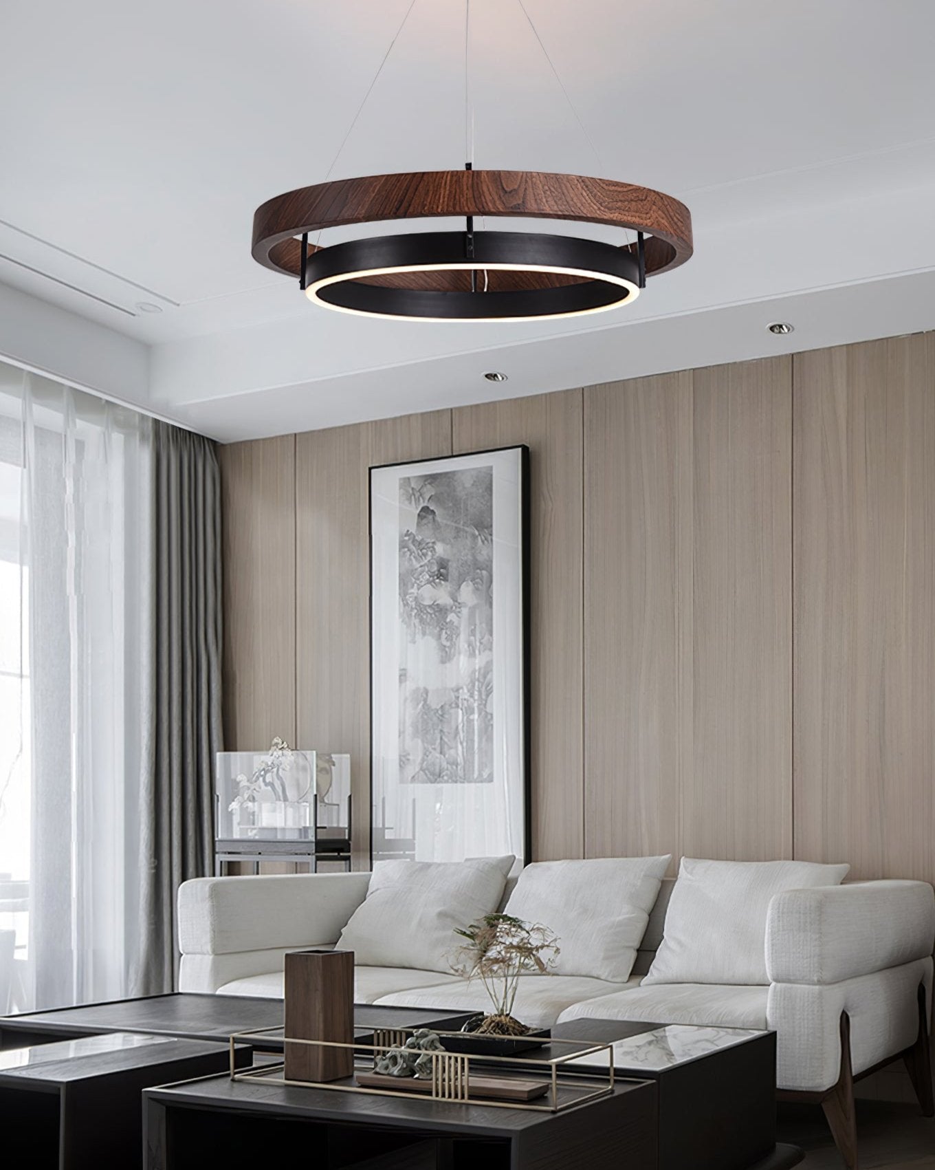 Modern Double Ring Design LED Chandelier for Living Room & Dining Area