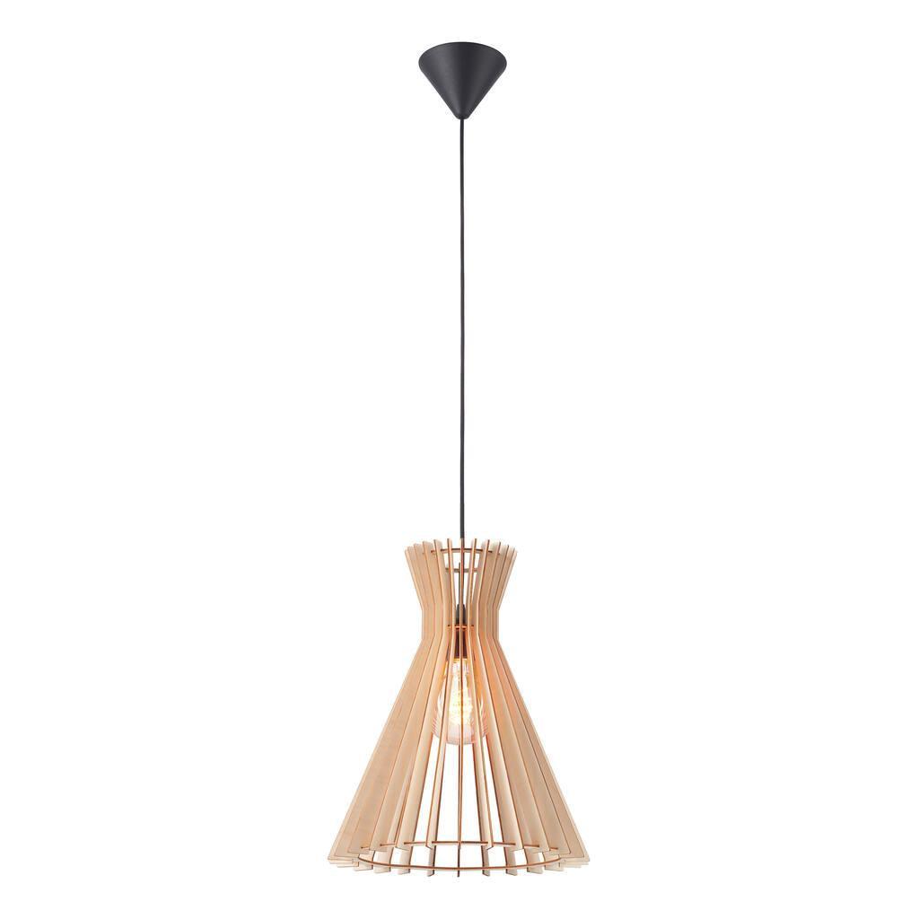 Wooden pendant lamp with open structure