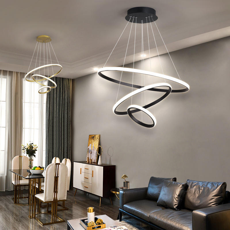 Modern Stylish Pendant Light with Adjustable 3-Ring Dimmable LED Lamp