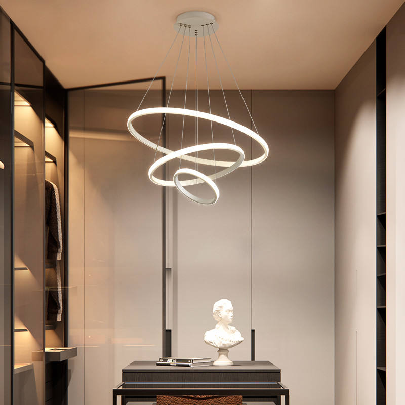 Modern Stylish Pendant Light with Adjustable 3-Ring Dimmable LED Lamp