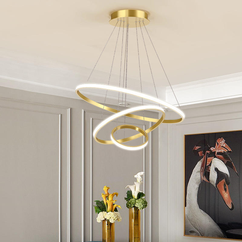 Modern Stylish Pendant Light with Adjustable 3-Ring Dimmable LED Lamp