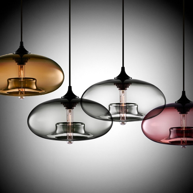 Morning glow glass pendant lamp in smoky