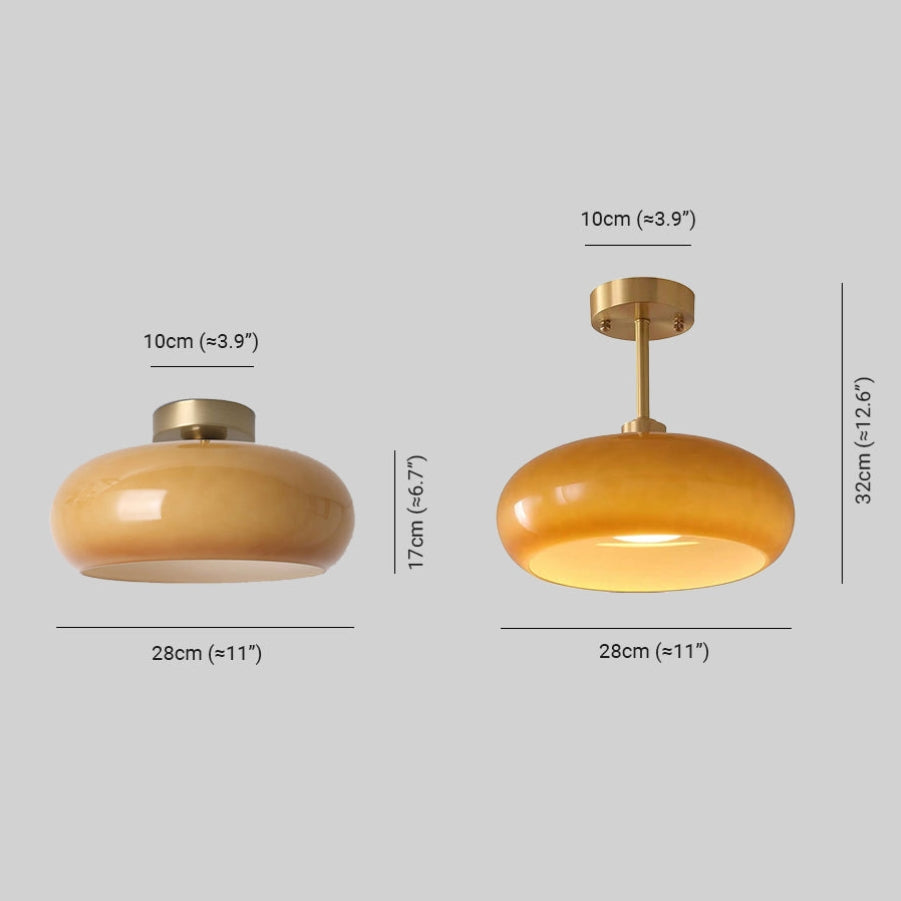 Modern Warm Tinted Round Ceiling Light for Living Room and Bedroom