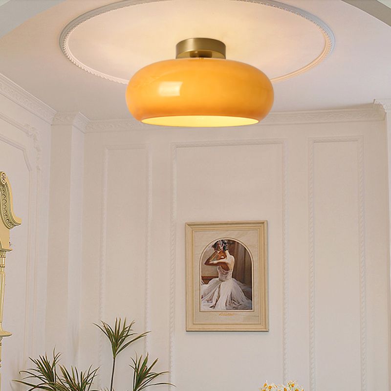 Modern Warm Tinted Round Ceiling Light for Living Room and Bedroom