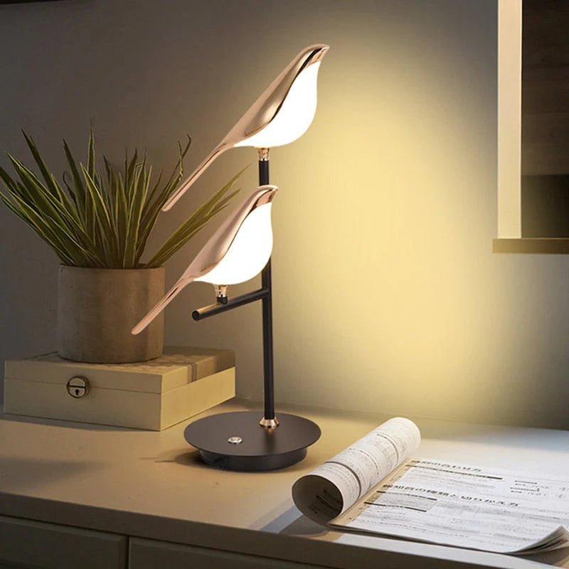 Modern Golden Bird Design LED Table Lamp
