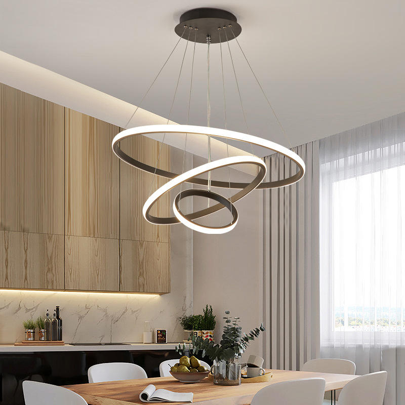 Modern Stylish Pendant Light with Adjustable 3-Ring Dimmable LED Lamp