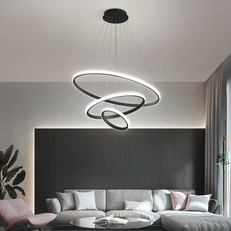 Modern Stylish Pendant Light with Adjustable 3-Ring Dimmable LED Lamp