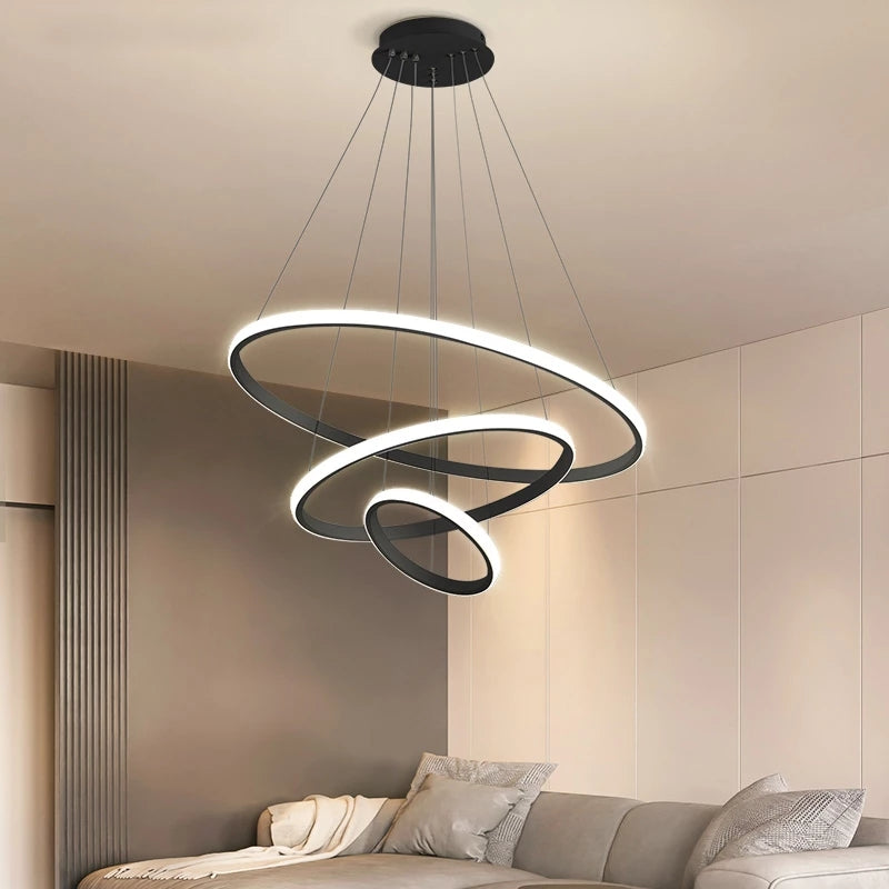 Modern Stylish Pendant Light with Adjustable 3-Ring Dimmable LED Lamp